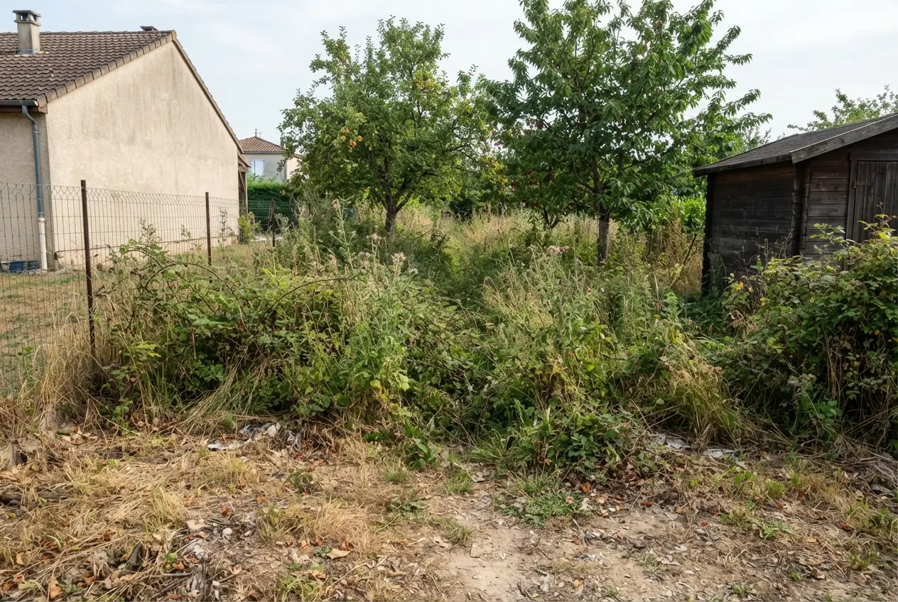 Parcelle broussailleuse avant intervention à Albefeuille-Lagarde