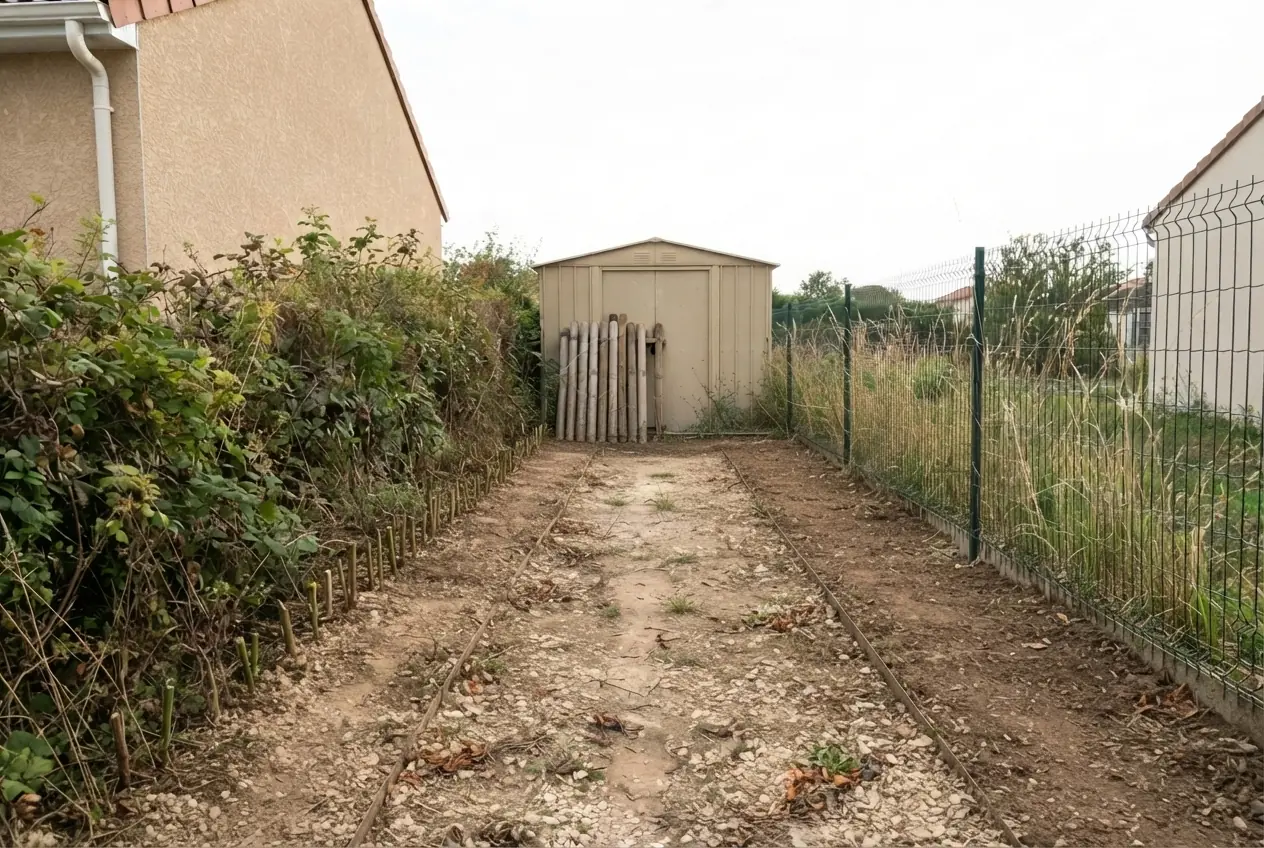 Accès dégagé après débroussaillage à Montbeton