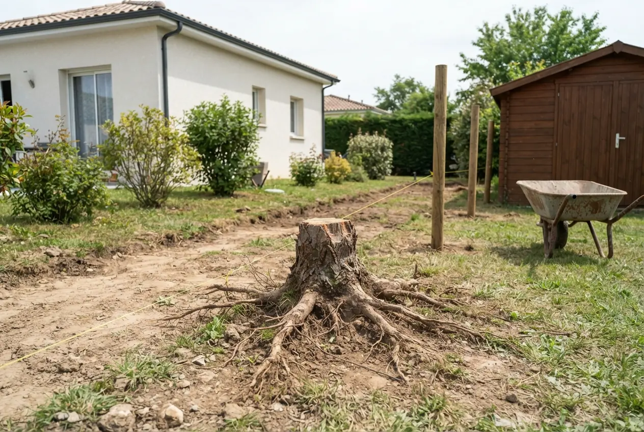 Souche visible dans une pelouse à Bressols